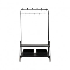 BLACK METAL GARDEROBE STAND WITH 2 BOXES 